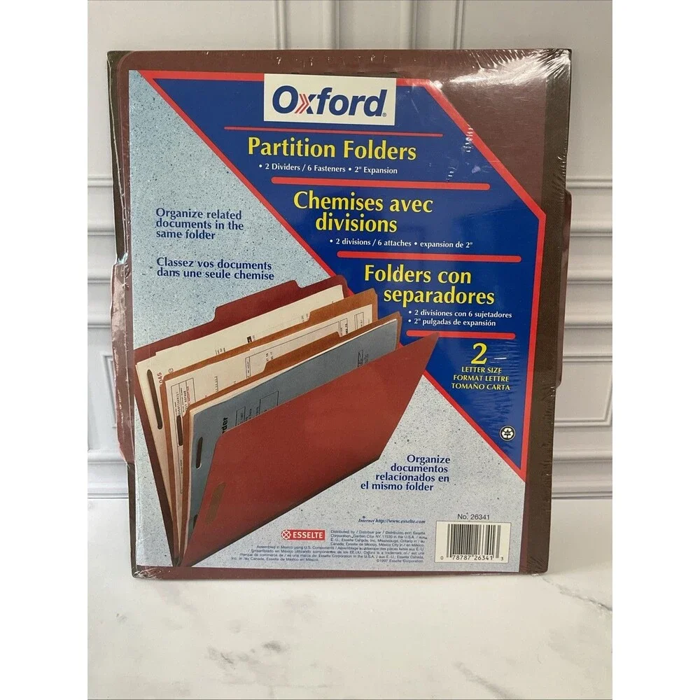 Oxford Partition Folders,2 Dividers,6 Fasteners,2” Expansion Brown.